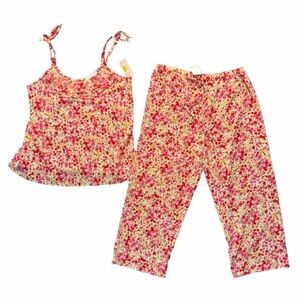 NWT Oscar de la Renta Pink Label Floral 2 Piece Pajamas Matching Set
